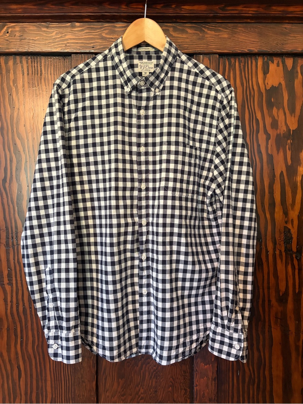 J. Crew Men's Navy & White Gingham Button-Down Shirt